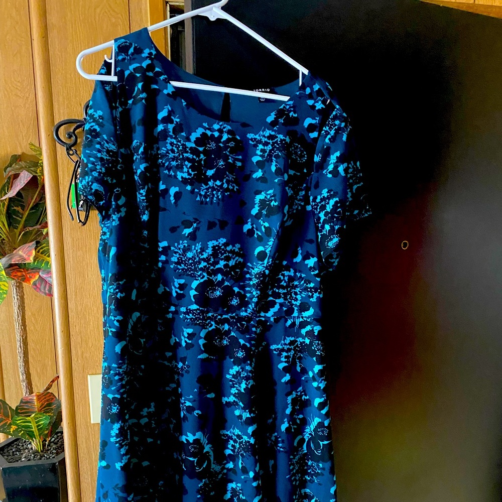 Shoulder cut out teal/blue  torrid dress!